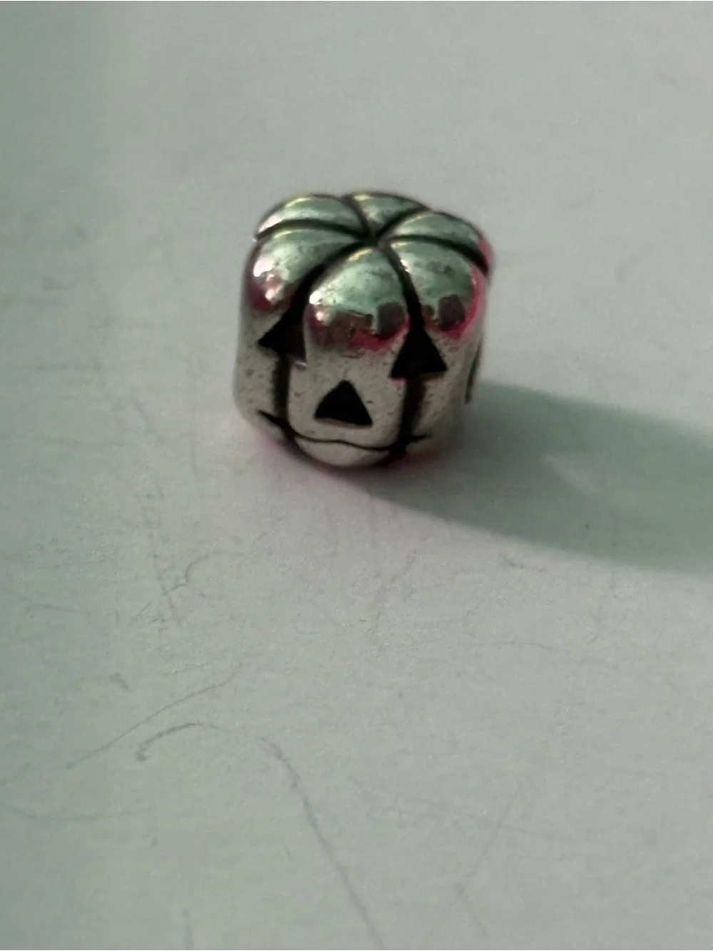 Pandora Silver Pumpkin Jack-O'-Lantern Bead Charm